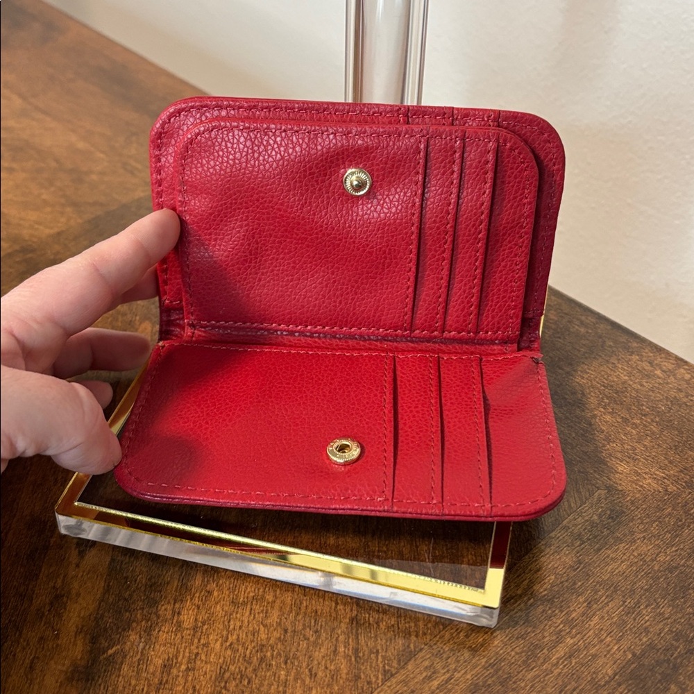 Vibrant Red Pebbled Cardholder Wallet - Picture 2 of 5
